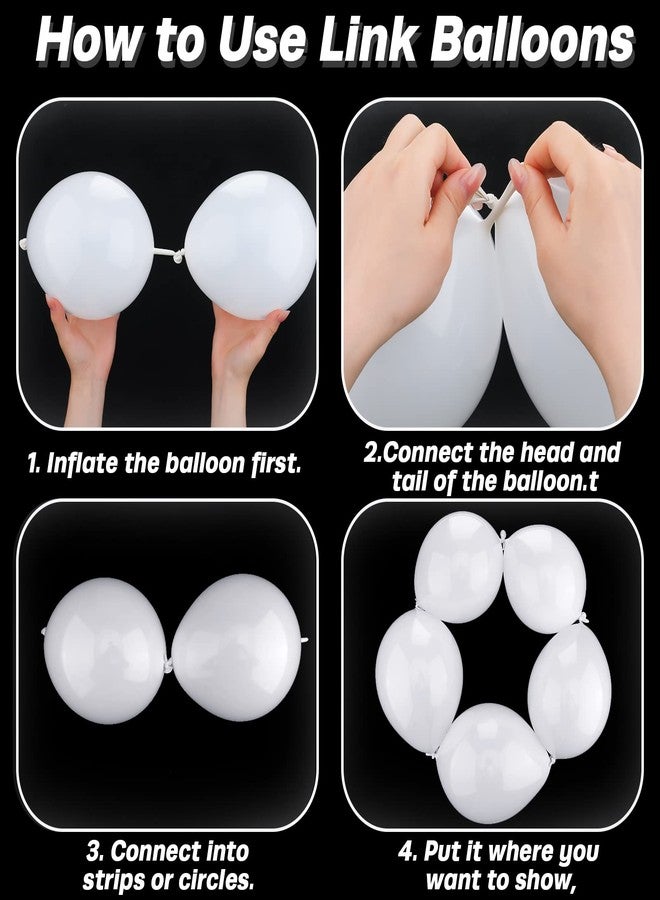 Charnoel 120 Pcs White Link Balloons Needle Tail Quick Linkable Latex Balloons 12 Inches and 6 Inches for Birthday Party Wedding Anniversary Graduation Arch Christmas Party Decorations - Image 3
